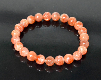 Handmade AAA Grade Sunstone Stretch Bracelet - Birthstone for Leo - July-August Sun Sign - Solar Plexus Chakra - Astrological Sign Leo