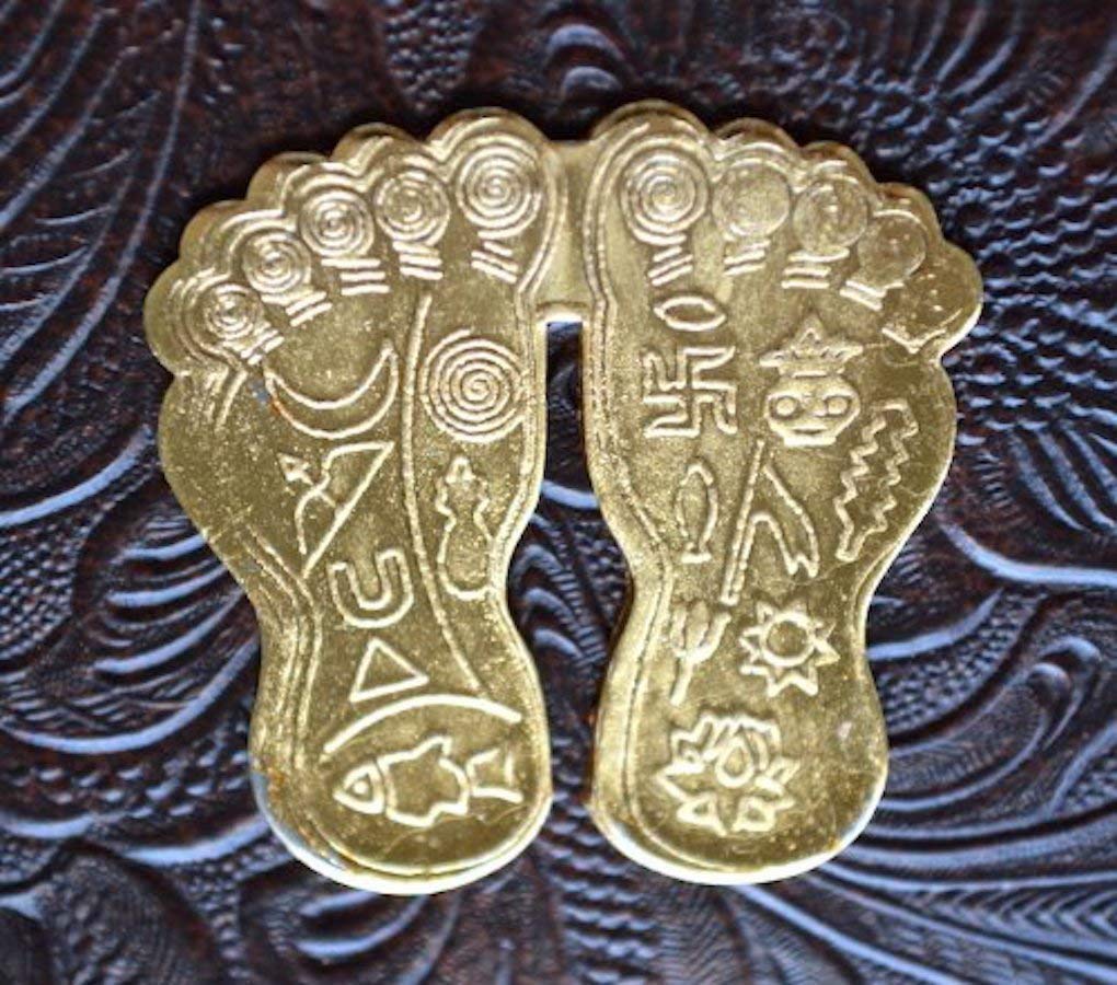 Sri Laxmi lakshmi charan paduka (laxmi's feet) Handcrafted Lucky charm amulet yantra - Immense Wealth Prosperity (STYLE 2-2.5" Inches)
