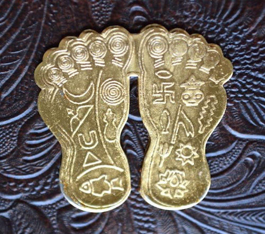 Sri Laxmi lakshmi charan paduka (laxmi's feet) Handcrafted Lucky charm amulet yantra - Immense Wealth Prosperity (STYLE 2-2.5" Inches)