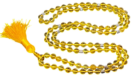 SOLIS Citrine Mala Necklace | Abundance & Clarity | Root & Solar Plexus Chakra | November Birthstone