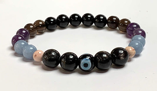 Crystals for Bereavement, Grief support Healing Bracelet for Loss, Grief bracelet, Remembrance, Bereavement gift - Rhodochrosite, Jet, Amethyst, Apache Tear, Angelite, Mala Beads Bracelet