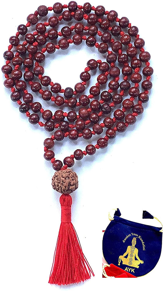 Rosewood Mala with 5 Mukhi Rudraksha | ARANYA Collection