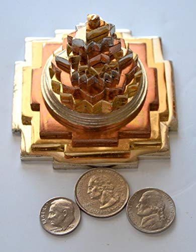 Awaken Your Kundalini Sri Meru Yantra Yantram, Sri Chakra, Maha Meru - Spiritual Blessings, Prosperity, Enlightenment - in Brass & Ashtadhatu (3" Ashtadhatu 3 Tone Polish)