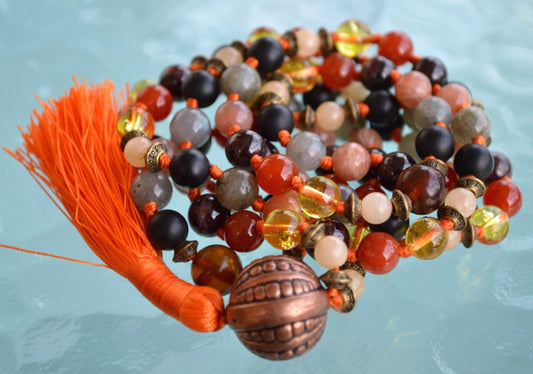 Ultimate Leo Zodiac Mala Necklace | 108 Hand-Knotted Beads | ASTRA Collection