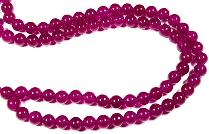 Handmade Magenta Jade Mala Beads Necklace | 8mm 108 Beads | Handmade Spiritual Jewelry | Birthstone & Heart Chakra Energy