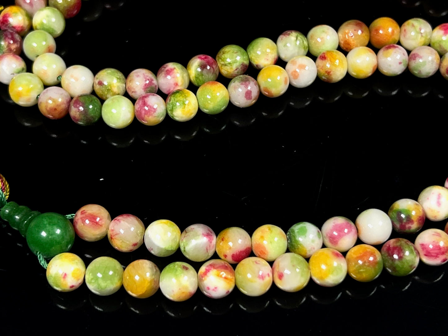 Rainbow Natural Jade Mala Beads Necklace – 8mm, 108 Beads – Birthstone & Chakra Energy Beads for Spiritual Practices & Meditation
