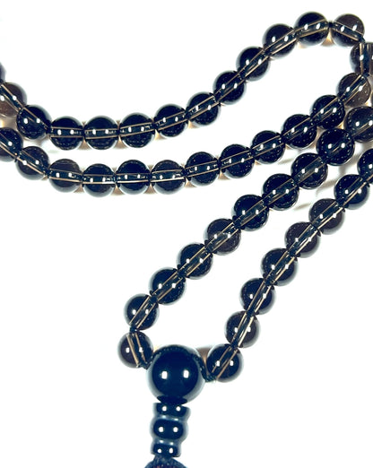 Handmade Smoky Quartz Mala Beads Necklace | 6mm & 8mm 108 Beads | Hand-Knotted Spiritual Energy Beads | Capricorn Birthstone & Root Chakra Connection