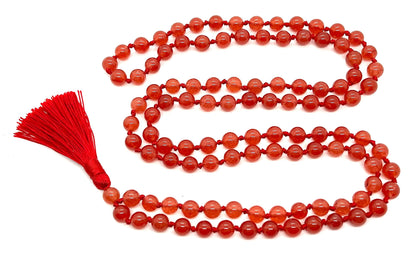 Embrace Energy & Passion: Hand-Knotted Red Jade Mala (108 Beads, 8mm) - Aries & Scorpio Birthstone - Sacral Chakra Harmony