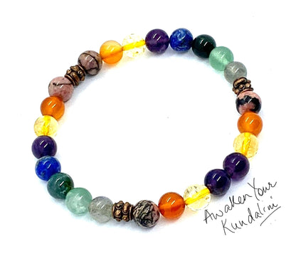 Harmony and Positivity Bracelet - Amethyst, Citrine, Moss Agate, Lapis Lazuli Bracelet (Calming 8mm Beads)