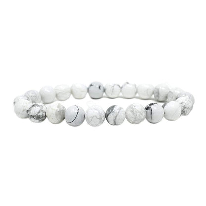 Elegant Howlite Stretch Bracelet 8mm Beads, 7.5" Wrist, Taurus Birthstone