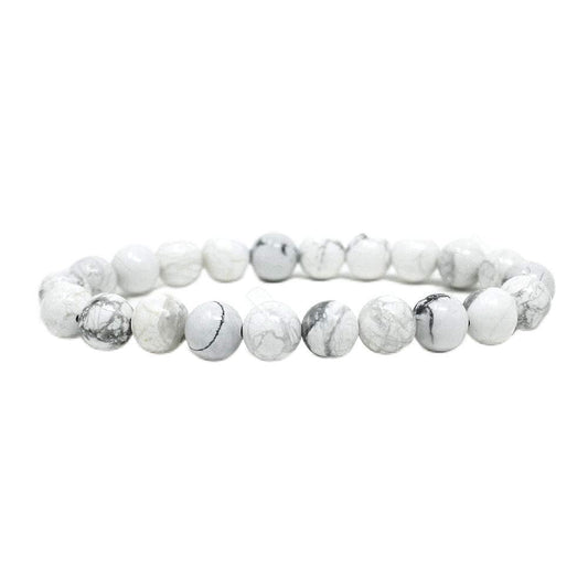 Elegant Howlite Stretch Bracelet 8mm Beads, 7.5" Wrist, Taurus Birthstone