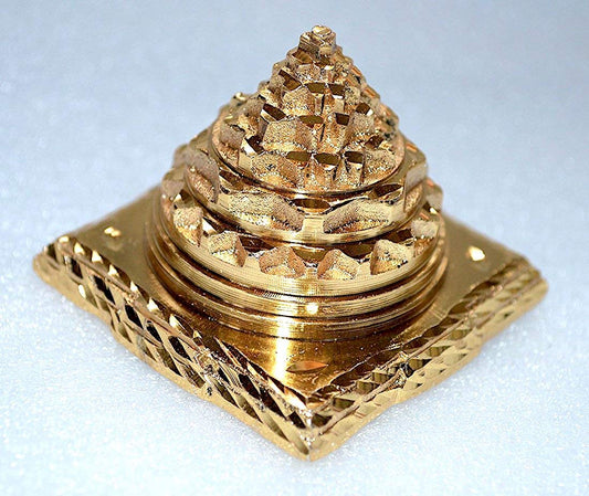 AWAKEN YOUR KUNDALINI Sri Yantra, Meru Yantra, Sri Chakra in Brass Size 2" Inch - Spiritual Powers, Vaastu Dosh, Prosperity - 3D - Hollow Meru