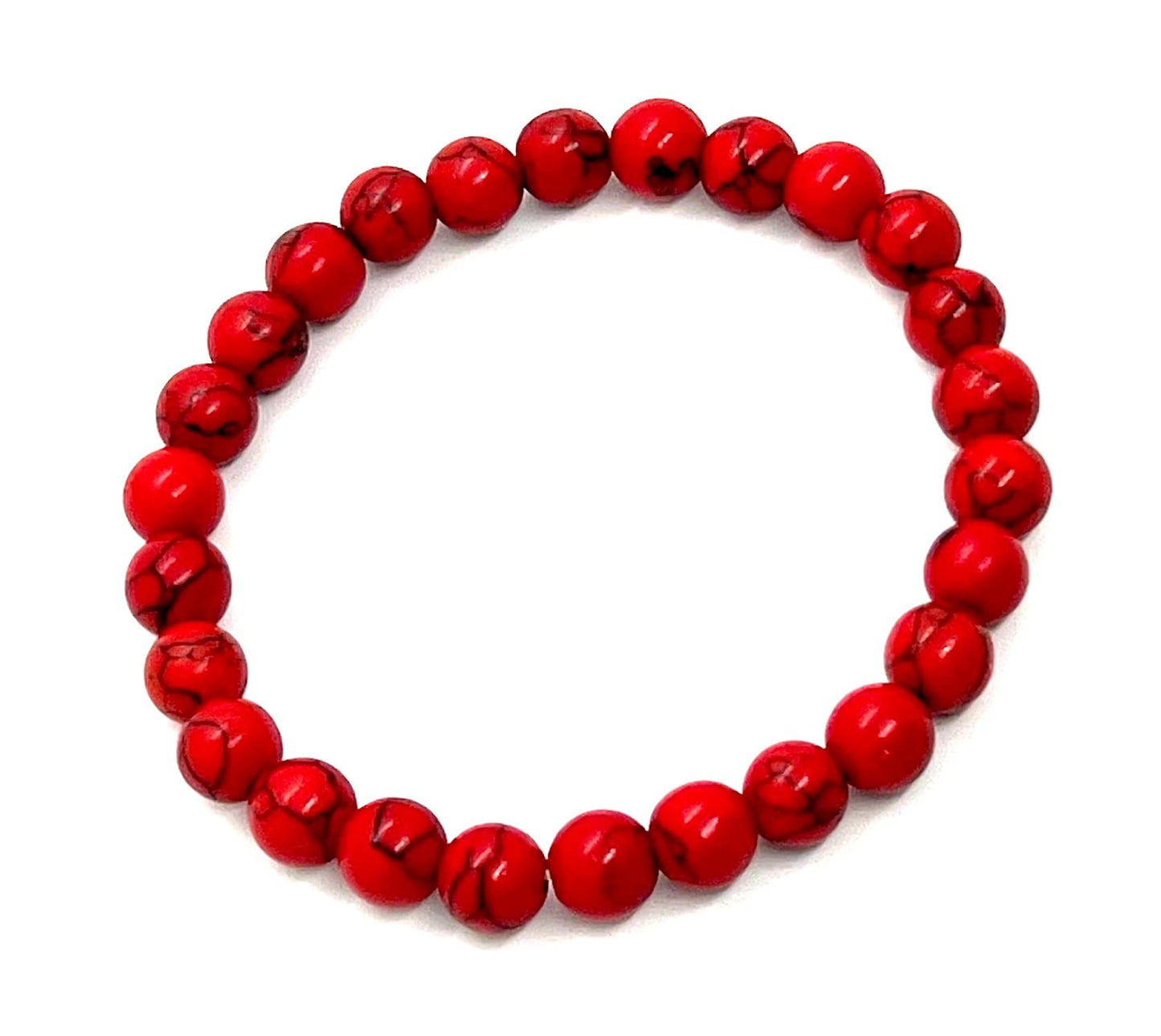 Ignite Your Inner Strength: Red Howlite Stretch Bracelet - Gemini Birthstone - Root Chakra Bracelet