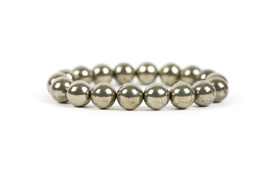 Pyrite Stretch Bracelet - Aries Birthstone & Solar Plexus Chakra - Ignite Your Willpower