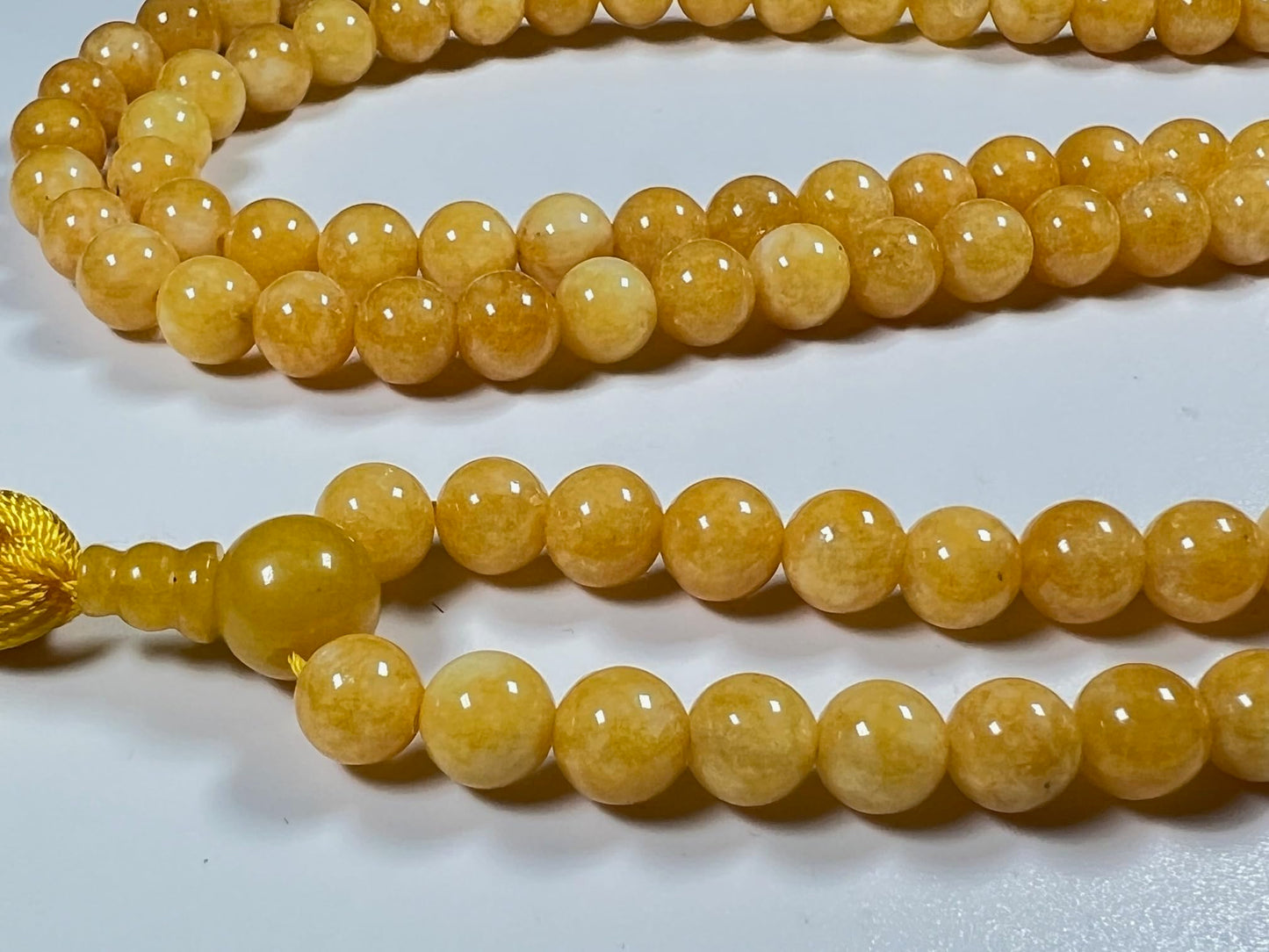 Handmade 8mm Yellow Calcite Mala Beads Necklace – 108 Beads – Leo Birthstone – Solar Plexus Chakra