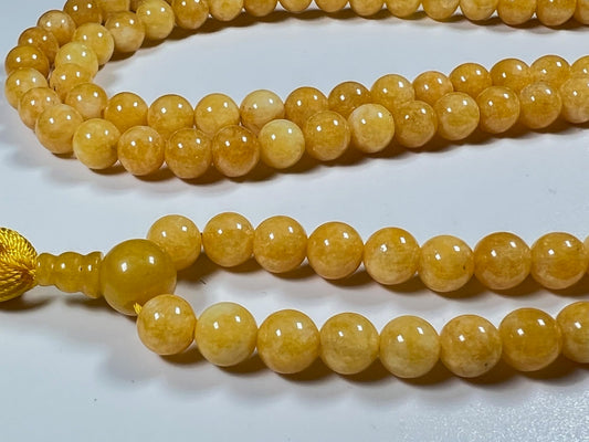 Handmade 8mm Yellow Calcite Mala Beads Necklace – 108 Beads – Leo Birthstone – Solar Plexus Chakra