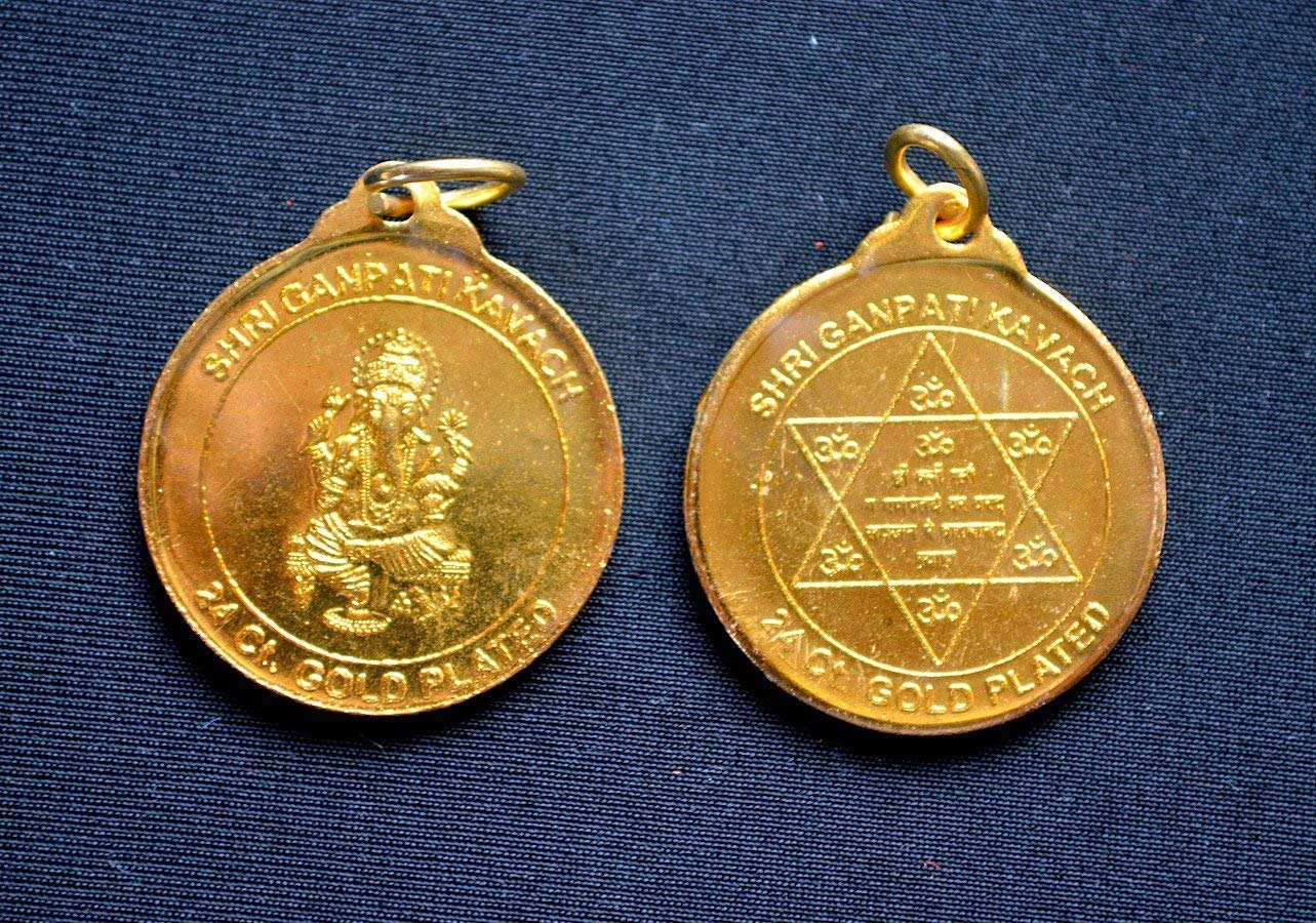Sri Ganesha Ganpati Yantra Kavach - Root Chakra Energy - Spiritual Prosperity & Blessings Amulet
