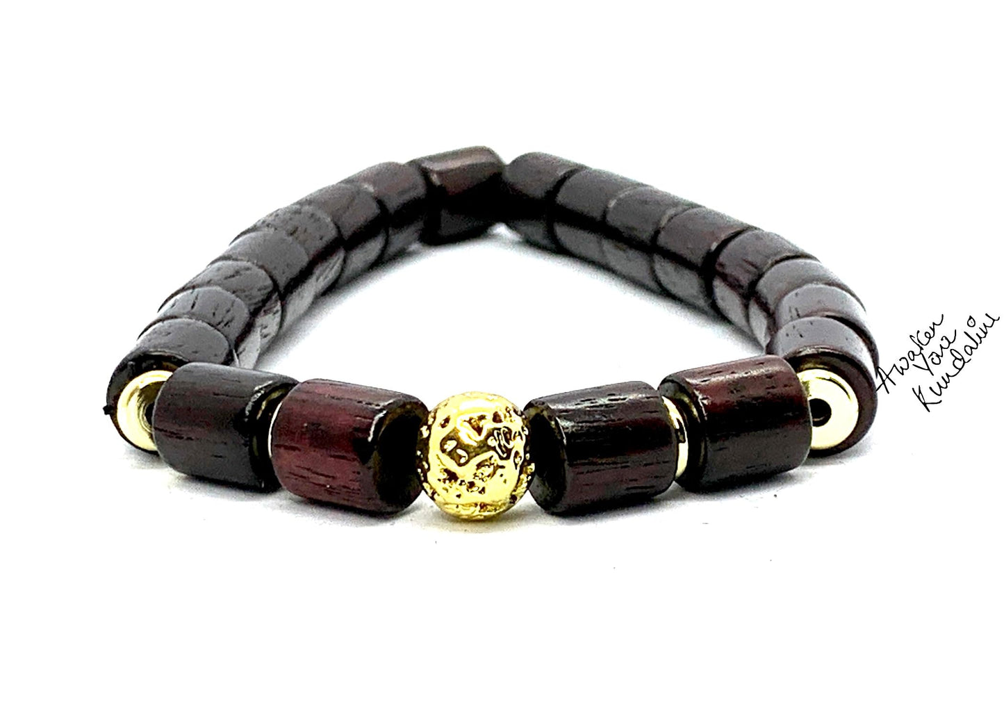 Rosewood & Lava Beaded Stretch Bracelet | ARANYA Collection