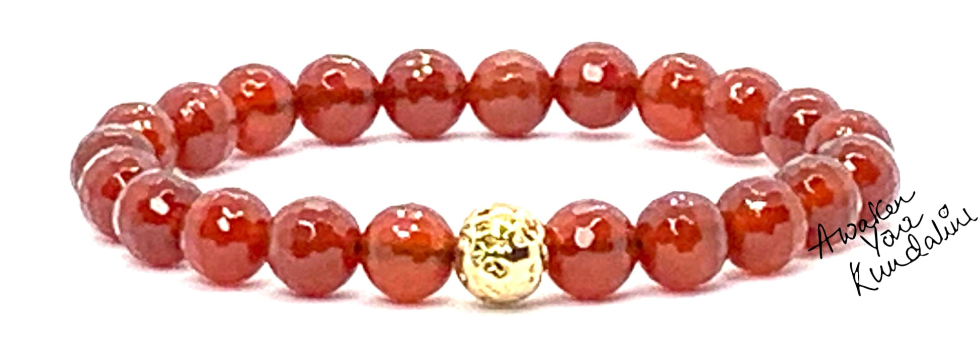 Stretch Bracelet Red Carnelian Golden Finish Lava Rock Dual Chakra Healing Handmade USA Natural Stone AYK Fire Element Creative Energy Passion Grounding Essential Oil Diffuser