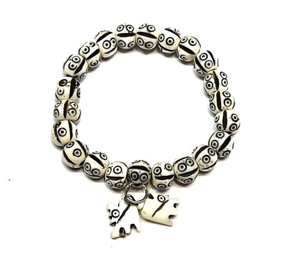 AWAKEN YOUR KUNDALINI Tibetan Yak Bone Yakbone Om Healing Bracelet (7"-8" Wrist, 10mm Beads) - Embrace Harmony & Inner Peace