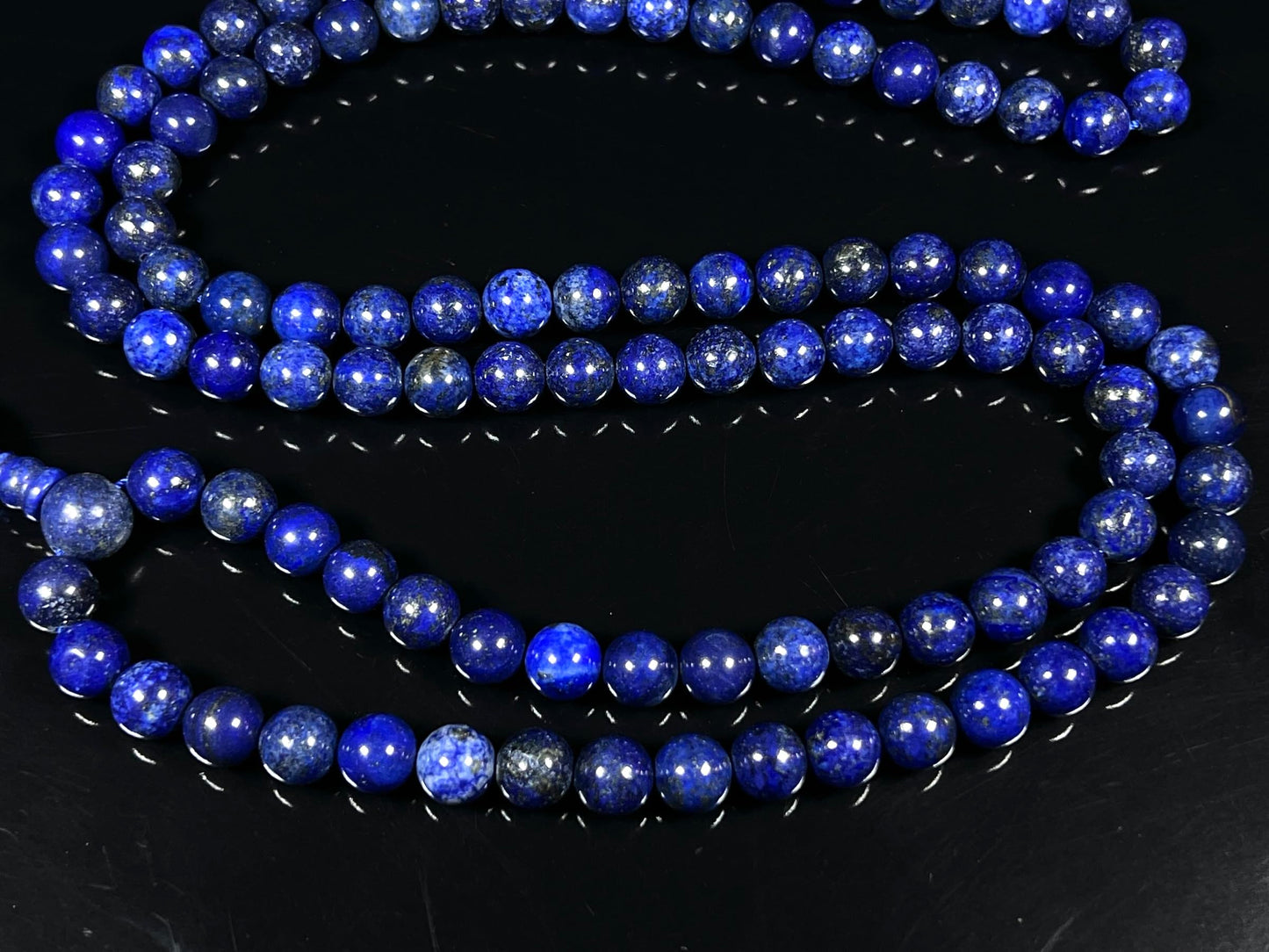 Crystal Mala Beads Necklace Reiki Healing Gem Stones Blessed & Energized Handmade 108 Buddhist Prayer Beads Buddha Beaded Necklaces Yoga Meditation Jewelry - w/ Velvet Pouch ( Lapis Lazuli, 8 mm )