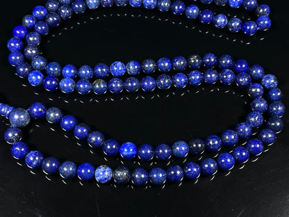 Crystal Mala Beads Necklace Reiki Healing Gem Stones Blessed & Energized Handmade 108 Buddhist Prayer Beads Buddha Beaded Necklaces Yoga Meditation Jewelry - w/ Velvet Pouch ( Lapis Lazuli, 8 mm )