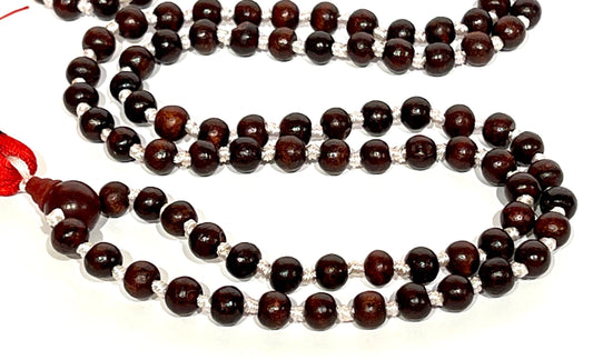 Rosewood Hand-Knotted Mala Necklace | 108 Beads | ARANYA Collection