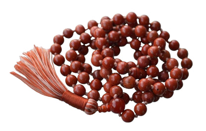 Hand Knotted Red Jasper Mala Necklace - Embrace Strength and Stability - 8mm Beads, 108 Beads - Aries Birthstone, Root Chakra Alignment