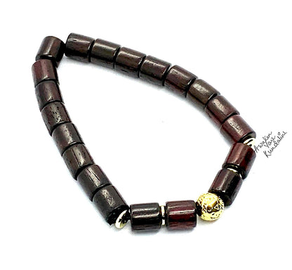 Rosewood & Lava Beaded Stretch Bracelet | ARANYA Collection
