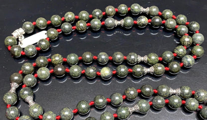 Hand Knotted Sacred Serpent Mala – Serpentine Beads | 8mm 108 Beads | Heart Chakra | May Birthstone Energy | Ethically Sourced