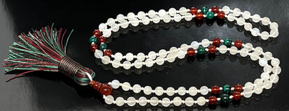 Malachite, Carnelian & Moonstone Knotted Mala Necklace | GAIA Collection
