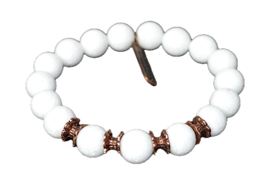 White Jade Stretch Beaded Bracelet - 10mm Beads – Heart Chakra, Libra Birthstone