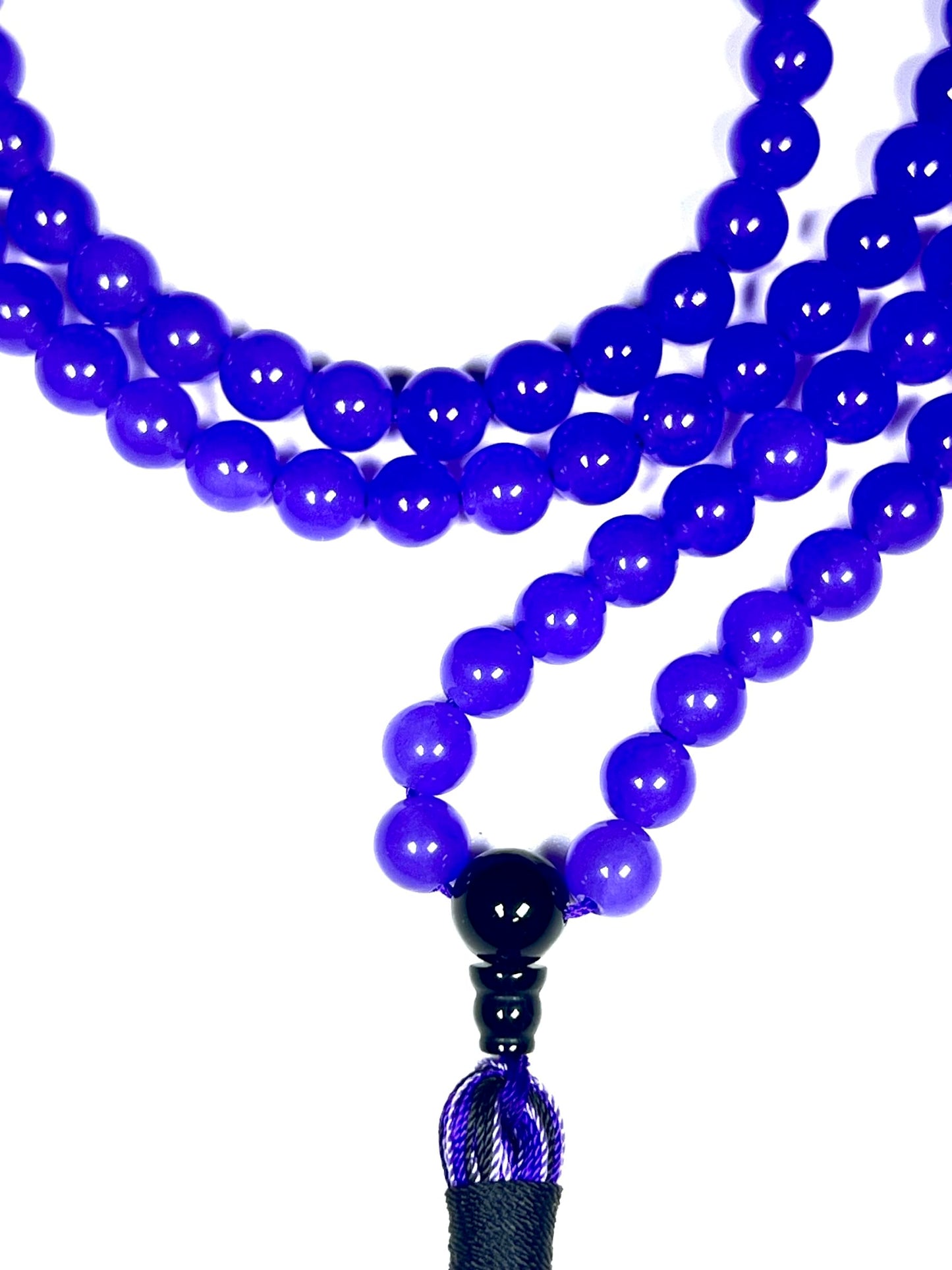 Handmade Agate Mala Beads Necklace with Black Onyx Guru Bead – 108 Beads – 8mm – Multicolor Options – Chakra Balancing & Zodiac Birthstone – Meditation Jewelry