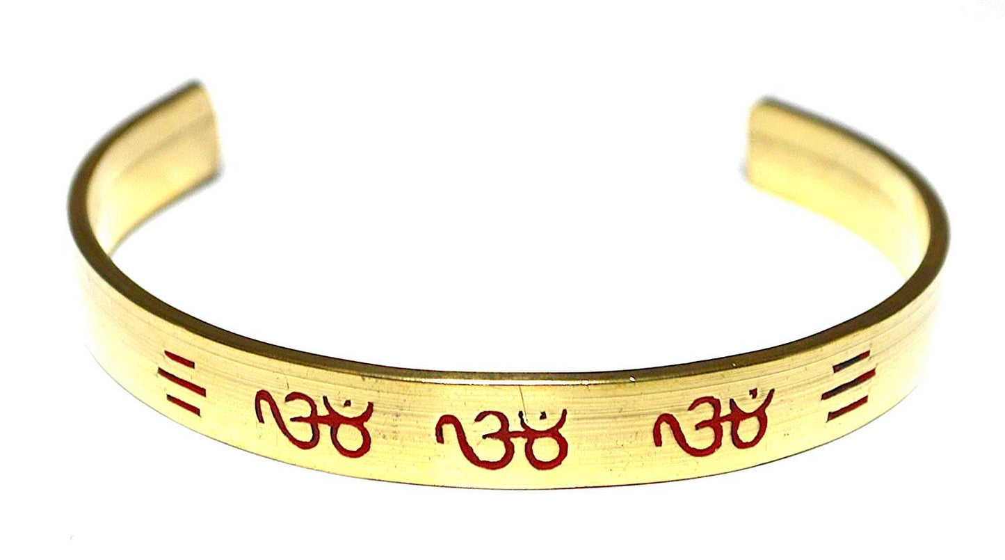 AWAKEN YOUR KUNDALINI Handcrafted Brass Bracelet with Om Inscription - Unisex, Adjustable, Spiritual Jewelry