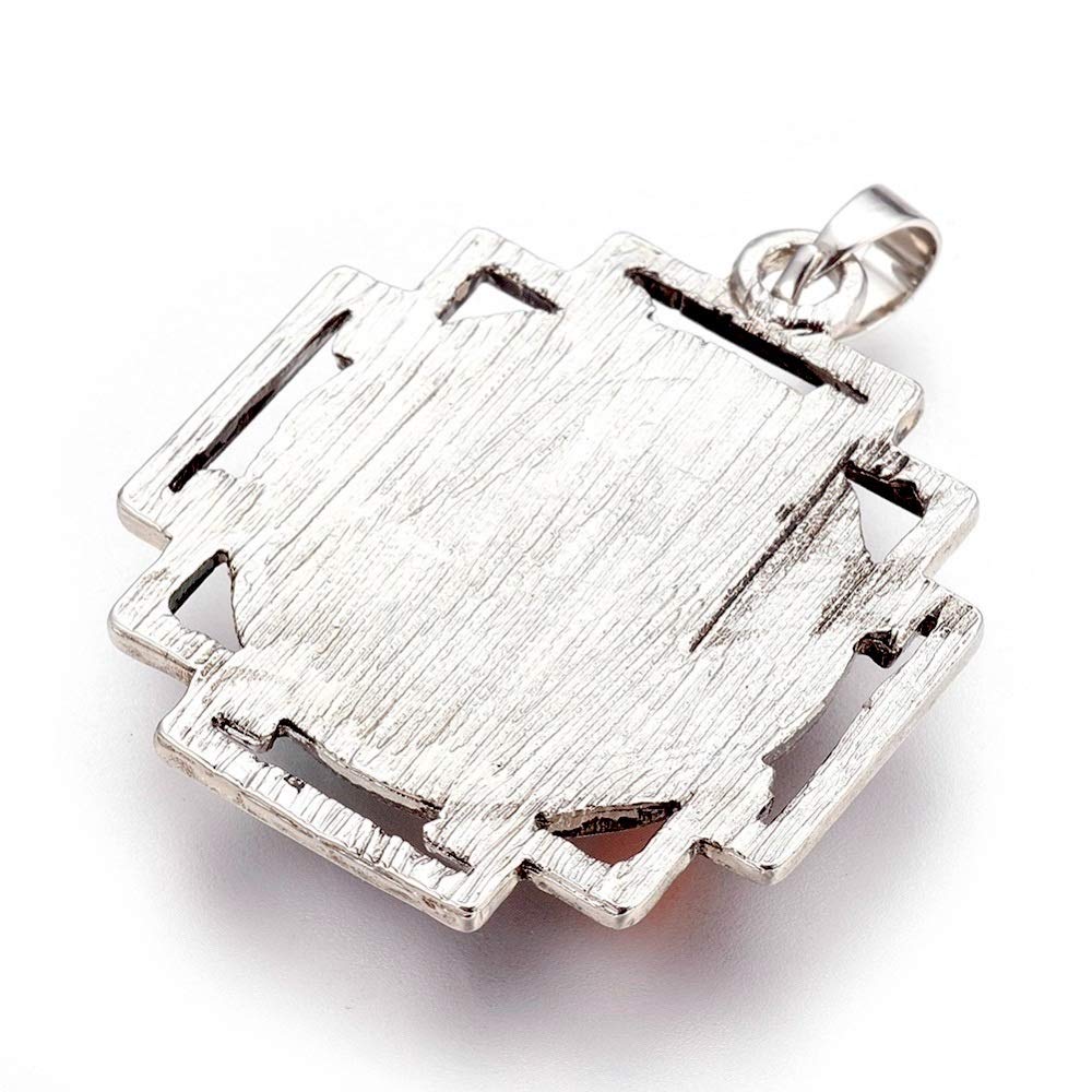AWAKEN YOUR KUNDALINI Sri Yantra Seven Chakra Gemstone Pendant, Harmony and Balance, Approx. 1.25 Inches, Antique Zinc Alloy Finish