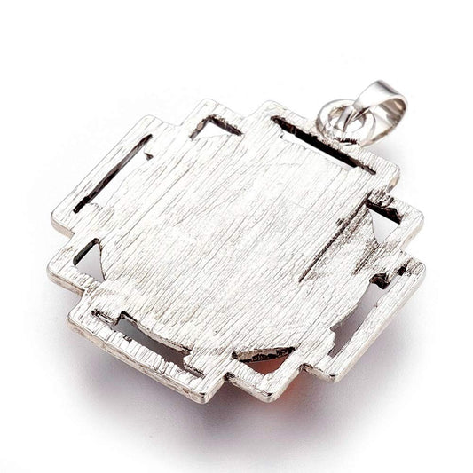 AWAKEN YOUR KUNDALINI Sri Yantra Seven Chakra Gemstone Pendant, Harmony and Balance, Approx. 1.25 Inches, Antique Zinc Alloy Finish