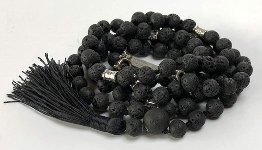 VULCAN Lava Stone Mala Necklace | 108 Beads for Grounding & Strength | 8mm