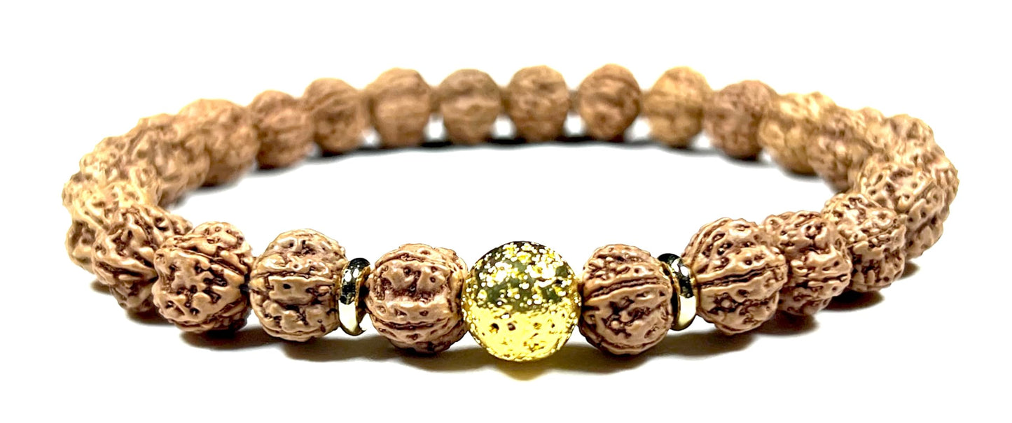 Lava Rock  & Rudraksha Bracelet  | Throat & Root Chakra Healing | Taurus & Libra