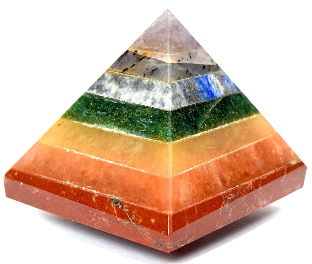 7 Chakra Crystal Pyramid | 2-Inch Energy Alignment Tool | TATTVA Collection
