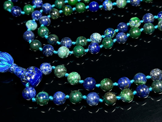 Celestial Insight | Azurite Mala Necklace | 108 Beads | AJNA & CELESTA Collection
