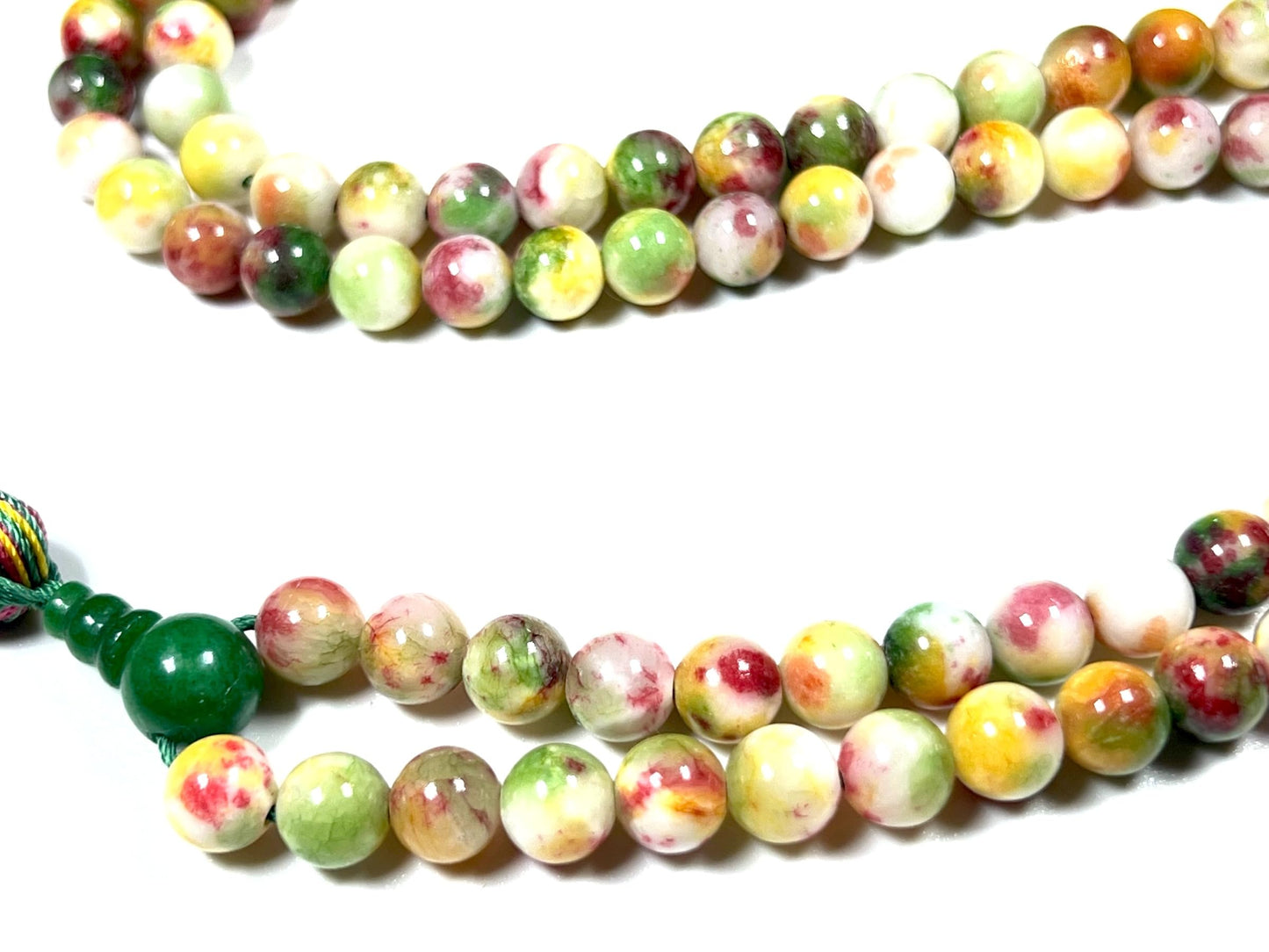 Rainbow Natural Jade Mala Beads Necklace – 8mm, 108 Beads – Birthstone & Chakra Energy Beads for Spiritual Practices & Meditation