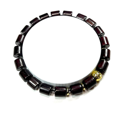 Rosewood & Lava Beaded Stretch Bracelet | ARANYA Collection