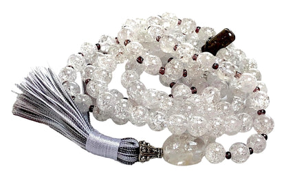 AWAKEN YOUR KUNDALINI Crystal Quartz Mala Beads Necklace, 8mm Beads, Gemini Birthstone, Crown Chakra Healing Jewelry