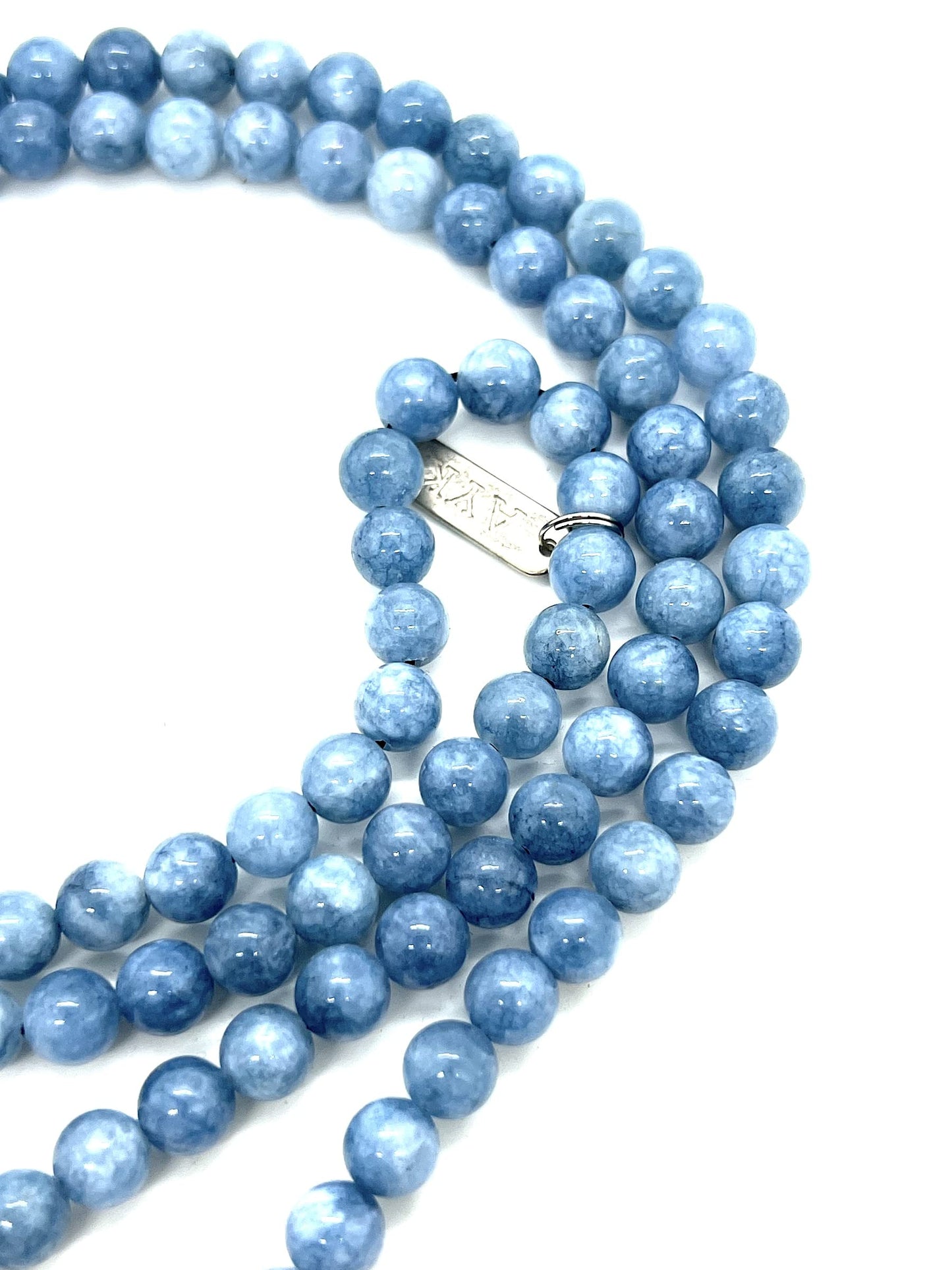 AERIS Blue Aventurine Mala Necklace | Clarity, Calm & Communication | Throat & Root Chakra | Pisces Birthstone