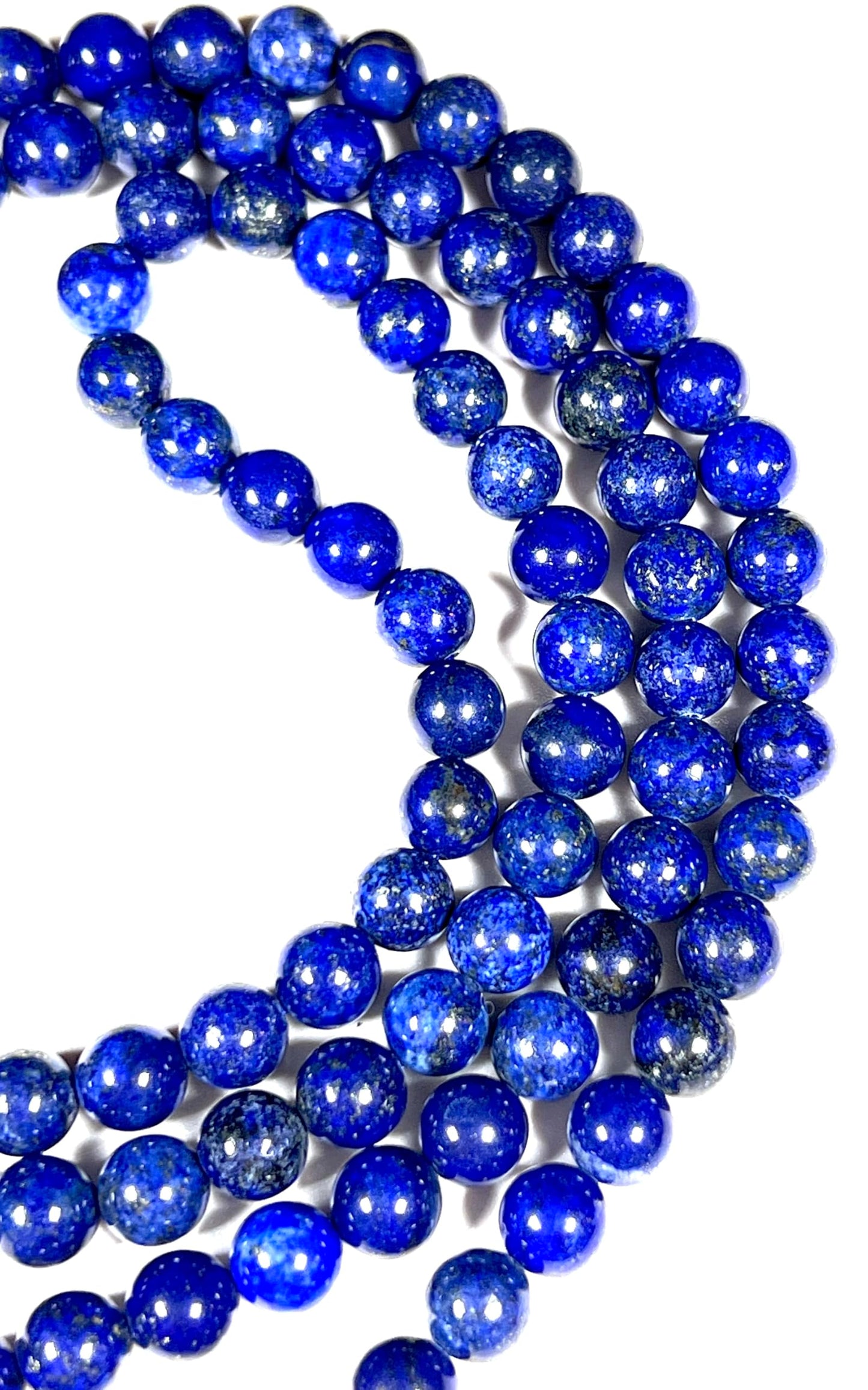 Crystal Mala Beads Necklace Reiki Healing Gem Stones Blessed & Energized Handmade 108 Buddhist Prayer Beads Buddha Beaded Necklaces Yoga Meditation Jewelry - w/ Velvet Pouch ( Lapis Lazuli, 8 mm )