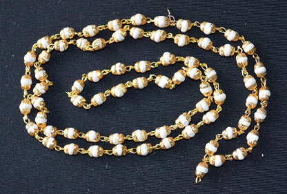 Tulsi mala beads necklace 6mm Holy Basil beads Buddhist Prayer beads with gold/silver caps w/ or w/o S Hook - Sacred calming beads for peace harmony (Style-6 (Round Gold Caps No Hook))