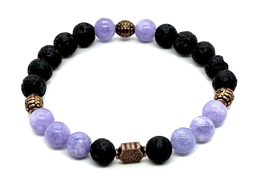 VULCAN Lava Rock & Blue Aventurine Bracelet | Handmade Stretch Design