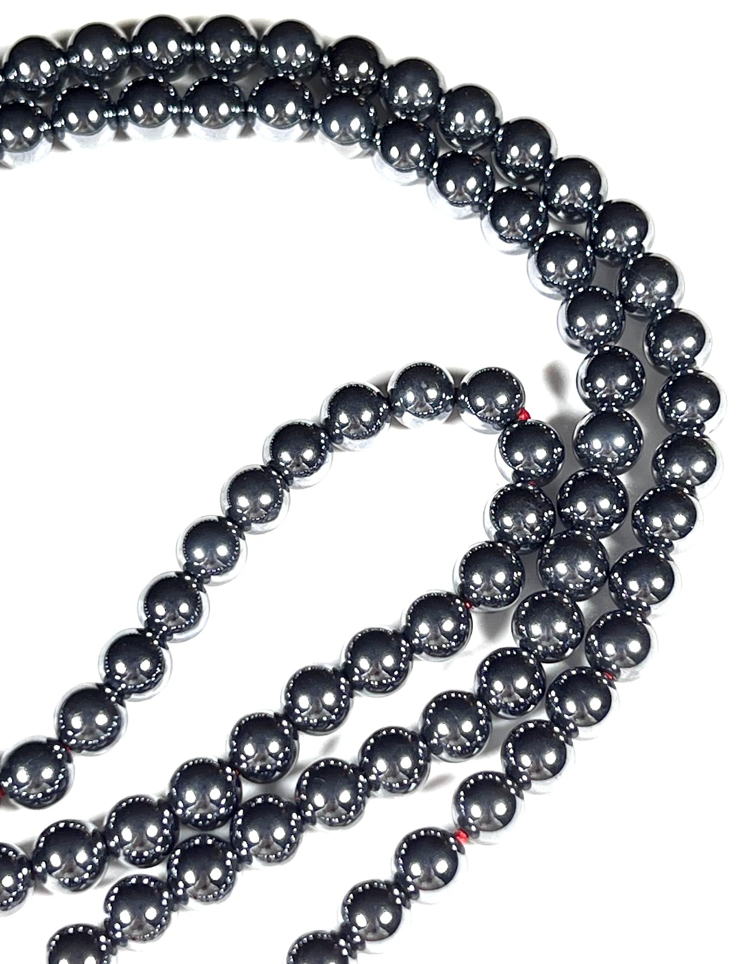 Terahertz Mala Beads Necklace | 8mm 108 Beads | Energy & Focus | Aquarius Birthstone | Root Chakra Alignment