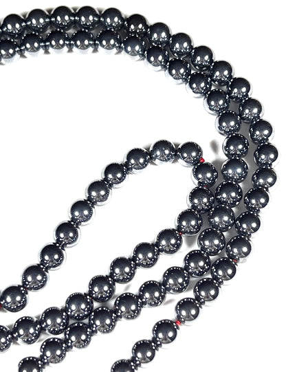 Terahertz Mala Beads Necklace | 8mm 108 Beads | Energy & Focus | Aquarius Birthstone | Root Chakra Alignment
