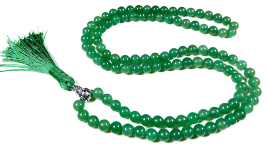 AERIS Green Aventurine Mala Necklace | Creativity, Optimism & Emotional Balance | Heart Chakra Healing | April Birthstone for Taurus & Virgo | Handmade in USA